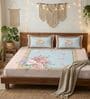 Pink Panel Design 180 TC Cotton King Bedhseet 2 pillow covers