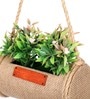 Plastic Pink Bonsai In Jute Duffle With Bells Artificial Plants