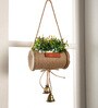 Plastic Pink Bonsai In Jute Duffle With Bells Artificial Plants
