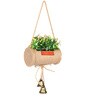 Plastic Pink Bonsai In Jute Duffle With Bells Artificial Plants