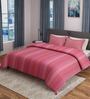 Pink Geometric 500 TC Poly Cotton Double Bed Cover with 2 Pillow Covers