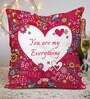 Pink Poly Cotton Quotes 12x12 inches 1 Cushion Cover With filler