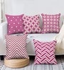 Pink Poly Cotton Abstract 18x18 inches Cushion Covers (Set of 5)