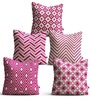 Pink Poly Cotton Abstract 18x18 inches Cushion Covers (Set of 5)