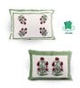 Green Polycotton Floral 12x18 inches Cushion Covers (Pack of 2)