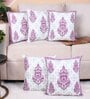 Pink Polycotton Floral 16x16 inches Cushion Covers (Pack of 5)