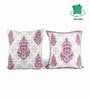 Pink Polycotton Floral 24x24 inches Cushion Covers (Pack of 2)