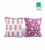 Pink Polycotton Floral 24x24 inches Cushion Covers (Pack of 2)