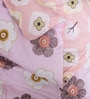 Pink Polycotton Floral 350 GSM Double Bed Reversible Quilted Comforter