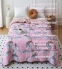 Pink Polycotton Floral 350 GSM Double Bed Reversible Quilted Comforter