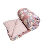 Pink Polycotton Floral 350 GSM Double Bed Reversible Quilted Comforter