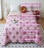 Pink Polycotton Floral 350 GSM Double Bed Reversible Quilted Comforter