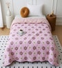 Pink Polycotton Floral 350 GSM Single Bed Reversible Quilted Comforter