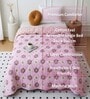 Pink Polycotton Floral 350 GSM Single Bed Reversible Quilted Comforter