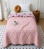 Pink Polycotton Floral 350 GSM Single Bed Reversible Quilted Comforter