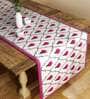 Floral (78x12) White & Pink Poly Cotton Table Runner