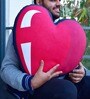 Pink Polycotton Heart Shaped Cushion