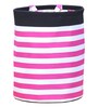 Pink Polyerster Striped Foldable 40 Ltr Laundry Basket