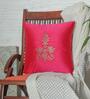 Pink Polyester Traditional 16x16 inches Cushion Covers (1pc)