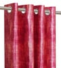 Pink Polyester Abstract Light Filtering Eyelet 7 Feet Door Curtains (2 Pc)
