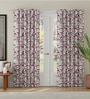 Pink Polyester Abstract 7ft Room Darkening Eyelet Door Curtains (2 Pc)