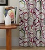 Pink Polyester Abstract 9ft Room Darkening Eyelet Long Door Curtains (2 Pc)