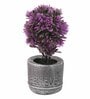 Pink Polyester Artificial Bonsai Plant With Grey Resin Pot