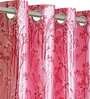 Pink Polyester Floral 7FT Light Filtering Eyelet Door Curtains (Pack of 2)