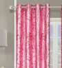 Pink Polyester Floral 7FT Light Filtering Eyelet Door Curtains (Pack of 2)
