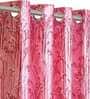 Pink Polyester Floral 9FT Light Filtering Eyelet Long Door Curtains (Pack of 2)