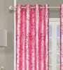 Pink Polyester Floral 9FT Light Filtering Eyelet Long Door Curtains (Pack of 2)