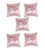 Pink Floral Polyester Blend 16 x 16 Inches Cushion Covers (Set of 5)