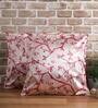 Pink Floral Polyester Blend 24 x 24 Inches Cushion Covers (Set of 2)