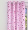 Pink Polyester Floral 5 Ft Light Filtering Eyelet 1 Piece Window Curtain