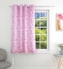 Pink Polyester Floral 5 Ft Light Filtering Eyelet 1 Piece Window Curtain