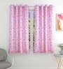 Pink Polyester Floral 5 Ft Light Filtering Eyelet 1 Piece Window Curtain