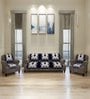 Blue Checkered Polyester Chenille 5 Seater Sofa Cover