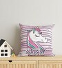 Pink Polyester Disney 16x16 inches Reversible Kids Cushion (1 Pc)