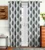 Grey Floral Polyester 7 Ft Semisheer Eyelet Door Curtains (Set of 2)