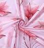 Pink Polyester Floral 5ft Light Filtering Eyelet 2 Pcs Window Curtains