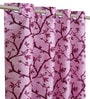 Pink Polyester Floral Light Filtering Eyelet 5 Feet Window Curtains (2 Pc)