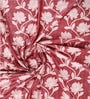 Pink Polyester Floral Light Filtering Eyelet 5 Feet Window Curtains (2 Pc)