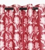 Pink Polyester Floral Light Filtering Eyelet 5 Feet Window Curtains (2 Pc)