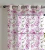 Pink Polyester Floral 5Ft Sheer Eyelet Window Curtains (Pack of 2)