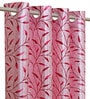 Pink Polyester Floral Light Filtering Eyelet 7 Feet Door Curtains (2 Pc)