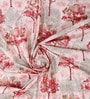 Pink Polyester Floral Light Filtering Eyelet 7 Feet Door Curtains (2 Pc)