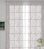 Pink Polyester Floral 7ft Sheer Eyelet 1 Pc Door Curtain