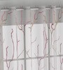 Pink Polyester Floral 7ft Sheer Eyelet 1 Pc Door Curtain