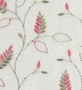 Pink Floral Polyester 7 Ft Sheer Eyelet Door Curtain
