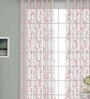 Pink Floral Polyester 7 Ft Sheer Eyelet Door Curtain